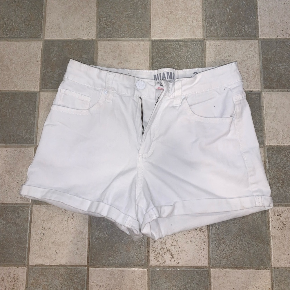 White denim shorts